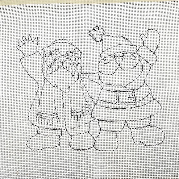 Santa Claus & Rabbi Original Art Needlepoint, 14 Mesh, NWT, 12” x 81/2” Piece - Picture 2 of 4